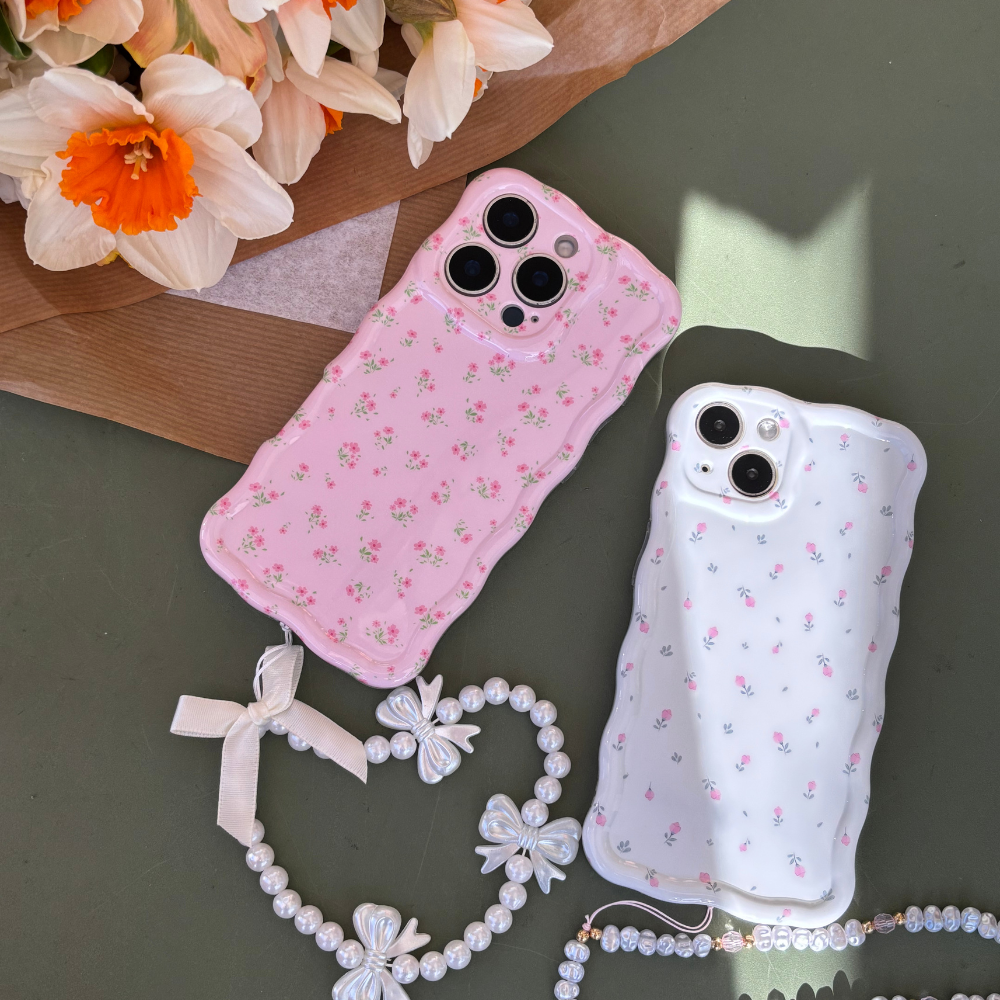 Wavy Phone Case - Ditsy Floral White