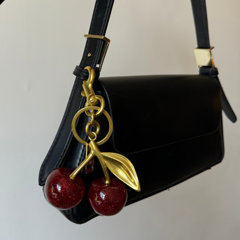 Cherry Bag Charm Gold Keyrings Coconut Lane