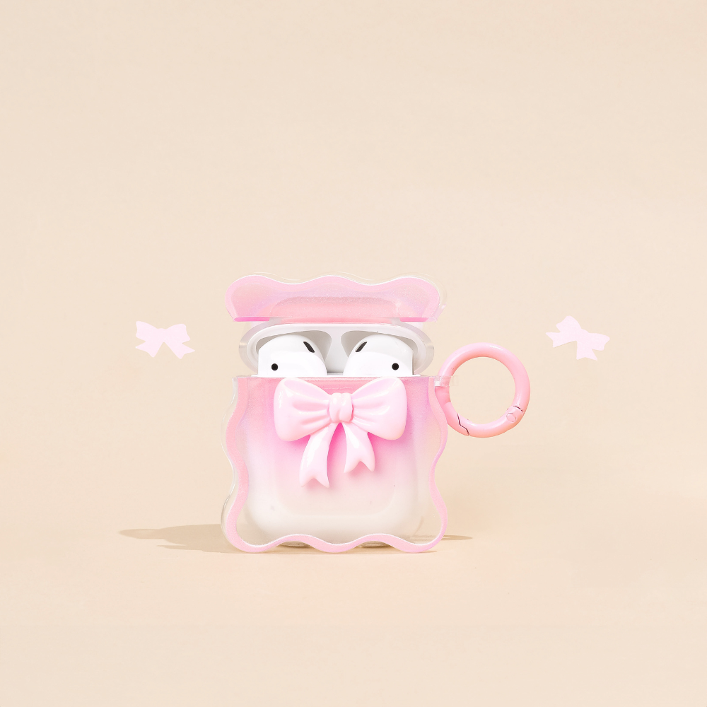 Pastel Bow Airpods Case - Pink