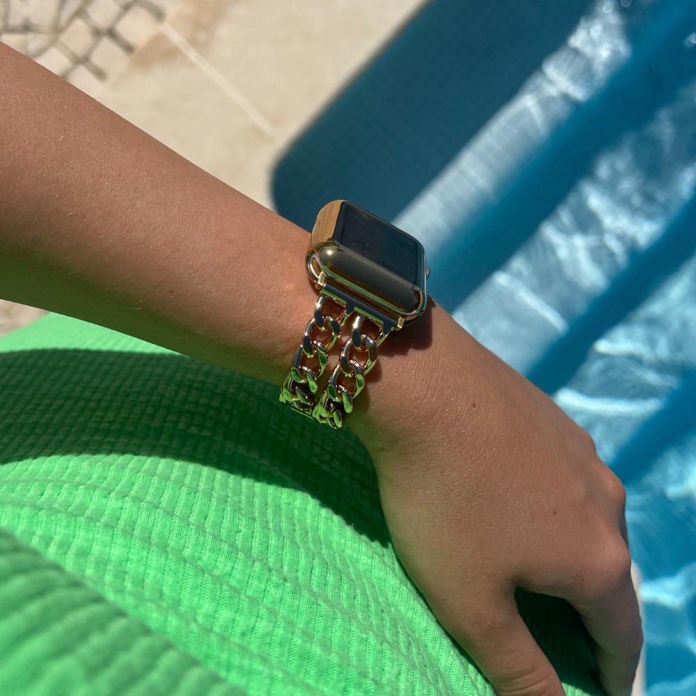 2 in 1 Metallic Apple Watch Case Built In Screen Protector Gold