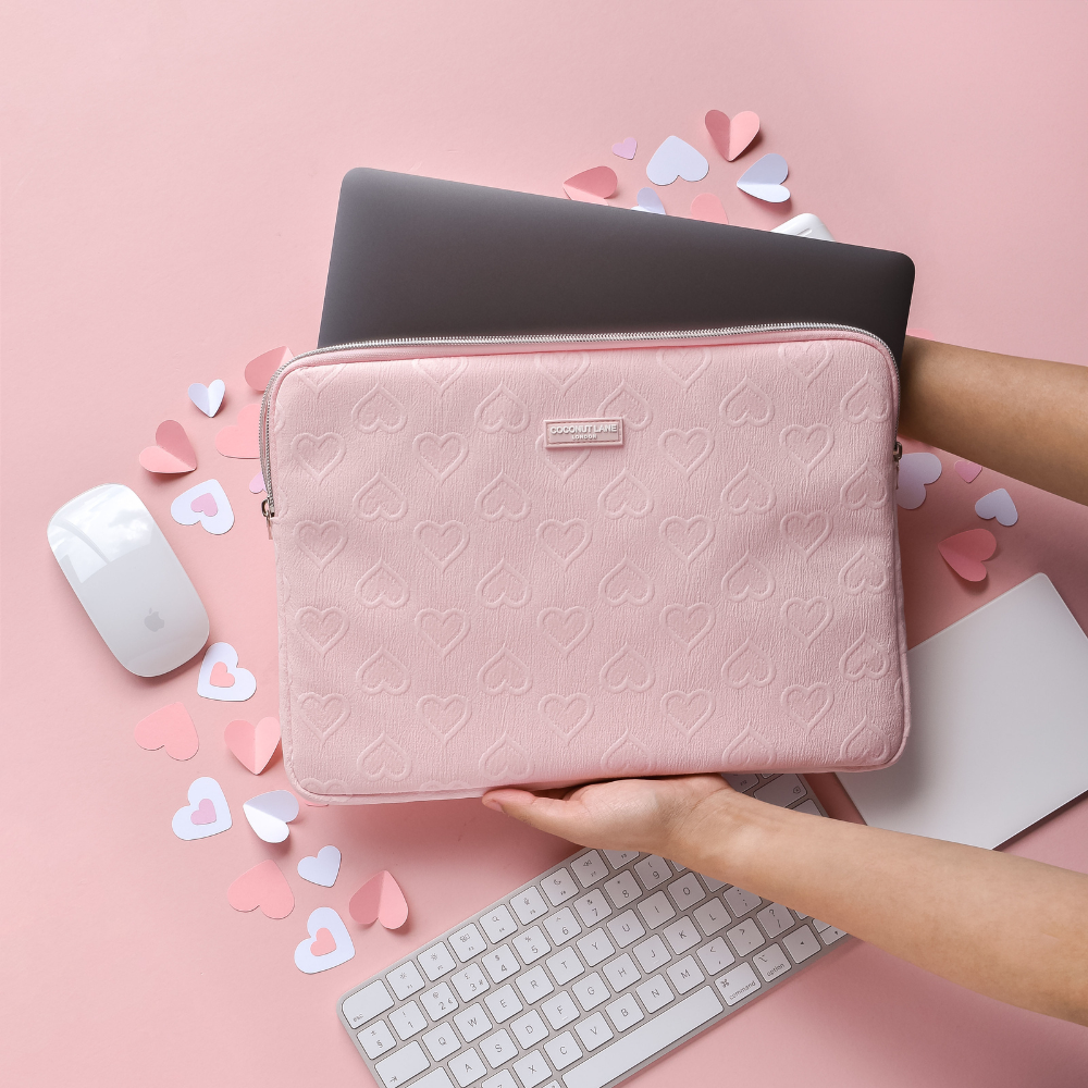 Baby Pink Heart Laptop Sleeve MacBook Cases Coconut Lane