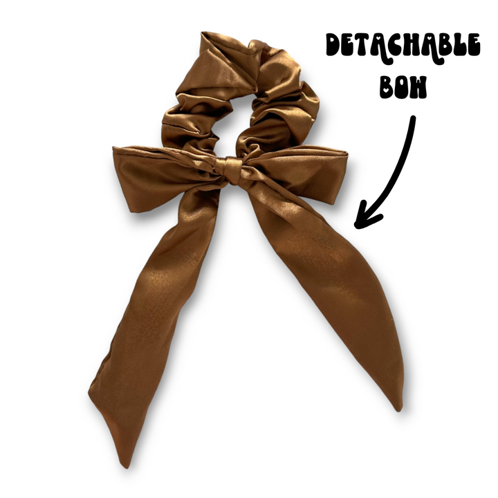 Satin Bow Scrunchie - Chocolate Brown