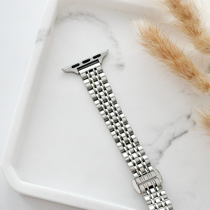 Slim Stainless Steel Apple Watch Strap - Silver