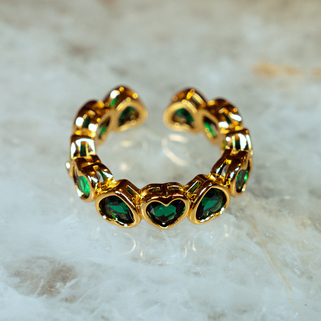 Crystal Heart Ring - Green