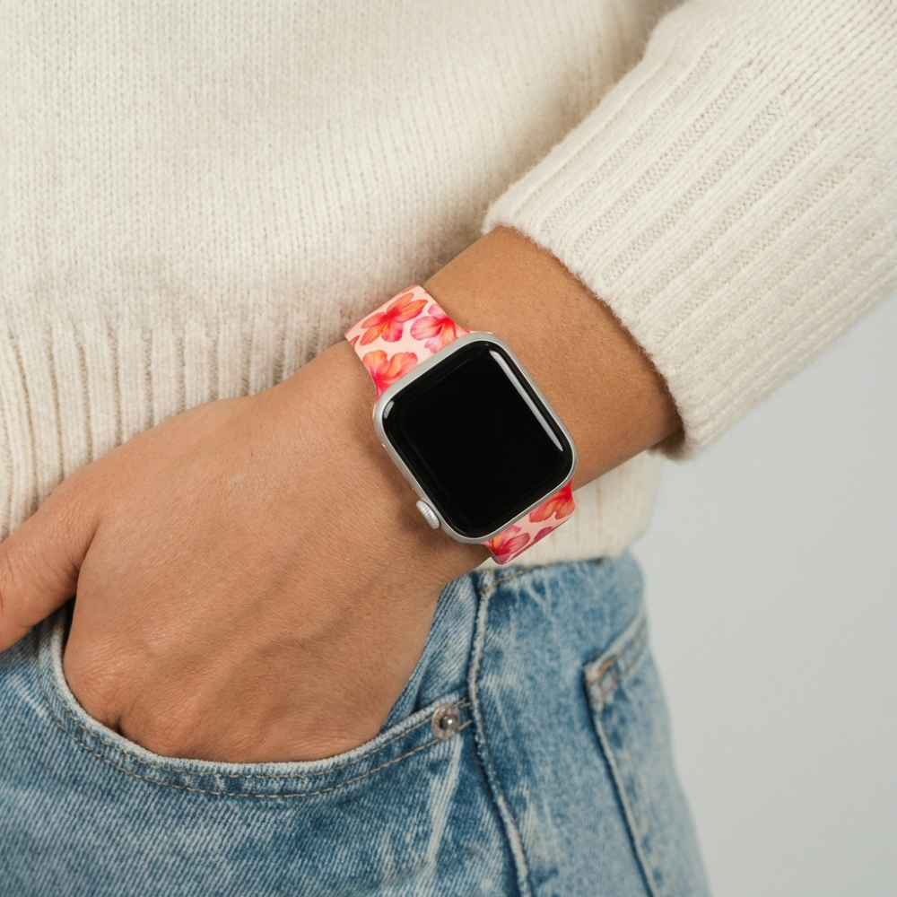Island Girl Pink Hibiscus Apple Watch Strap