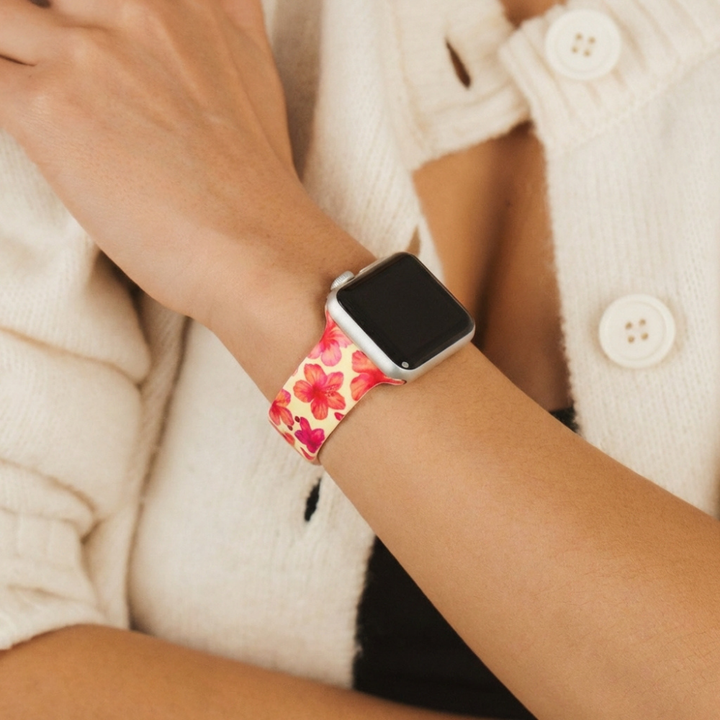 Island Girl Butter Yellow Hibiscus Apple Watch Strap