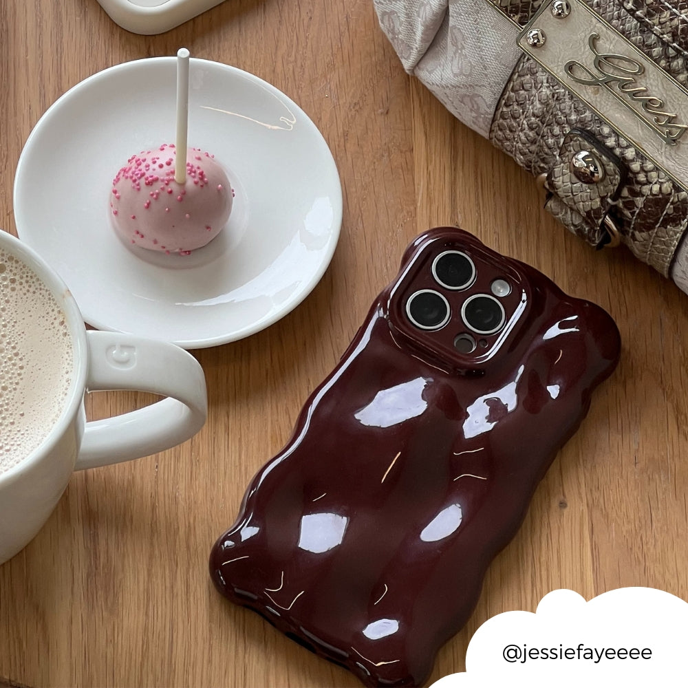 3D Bubble Phone Case - Burgundy