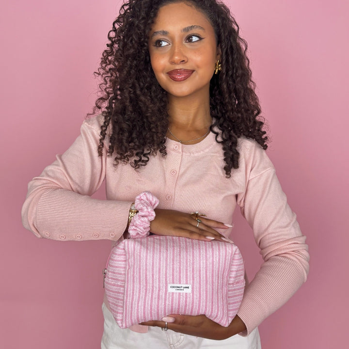 Towel Makeup Bag - Powder Stripes