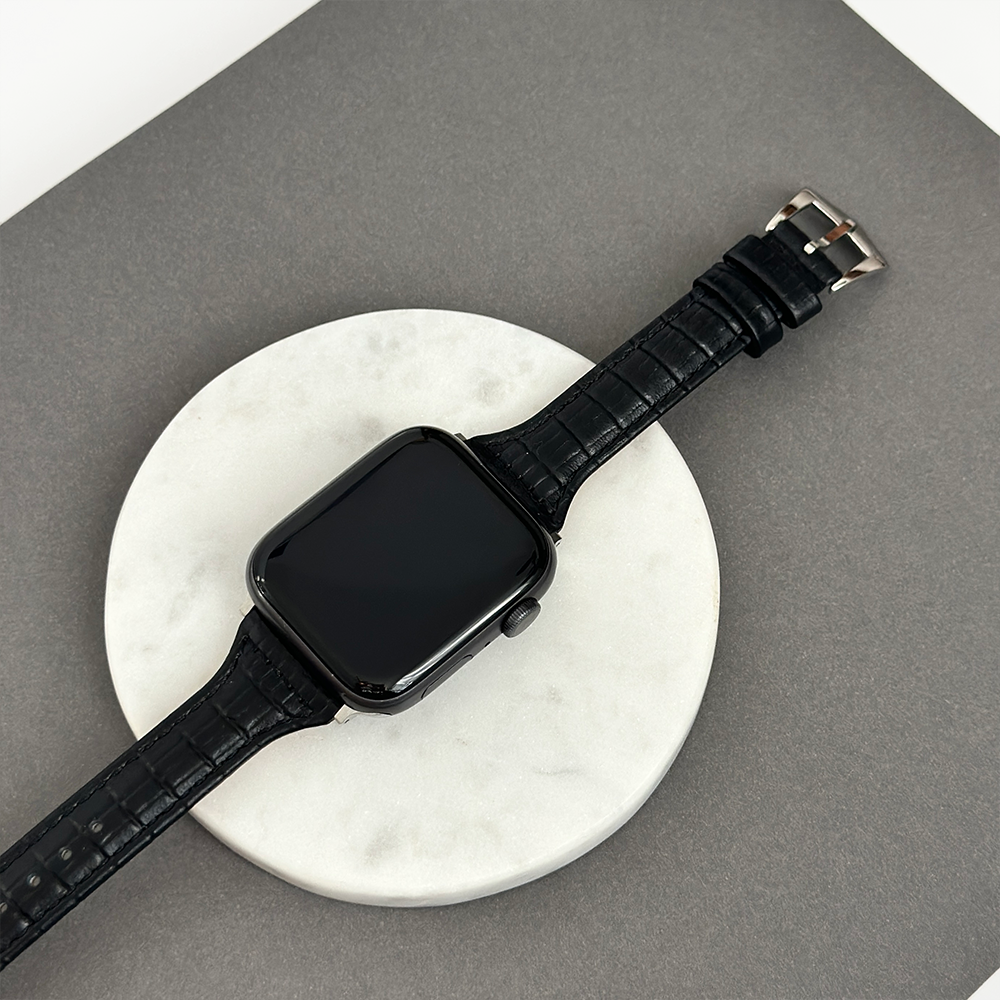 NEW - Vegan PU Croc Leather Apple Watch Strap - Black