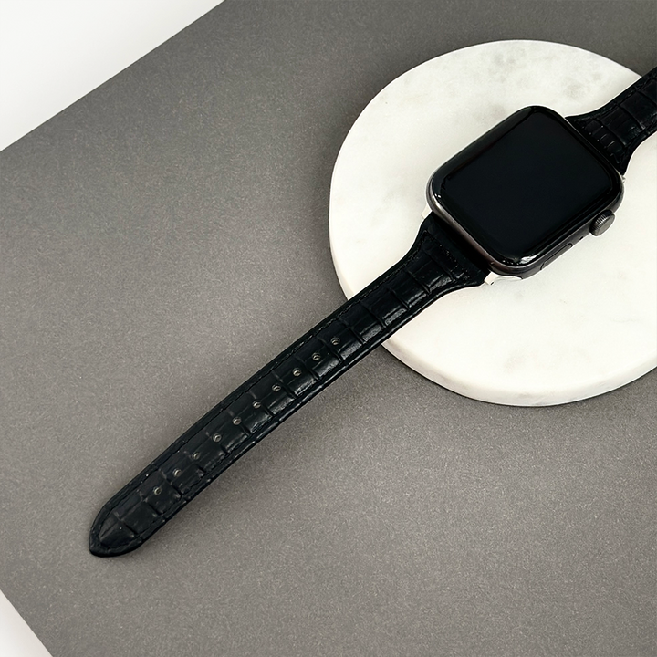 NEW - Vegan PU Croc Leather Apple Watch Strap - Black