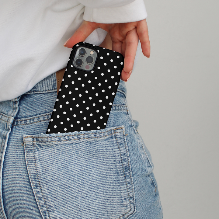 Tough Phone Case - Black Polka Dot