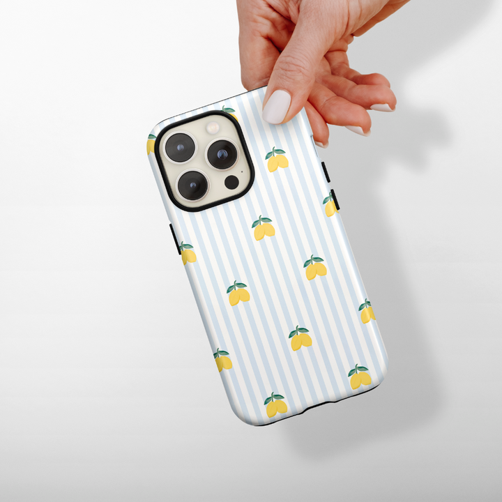 Tough Phone Case - Blue Stripe Lemons