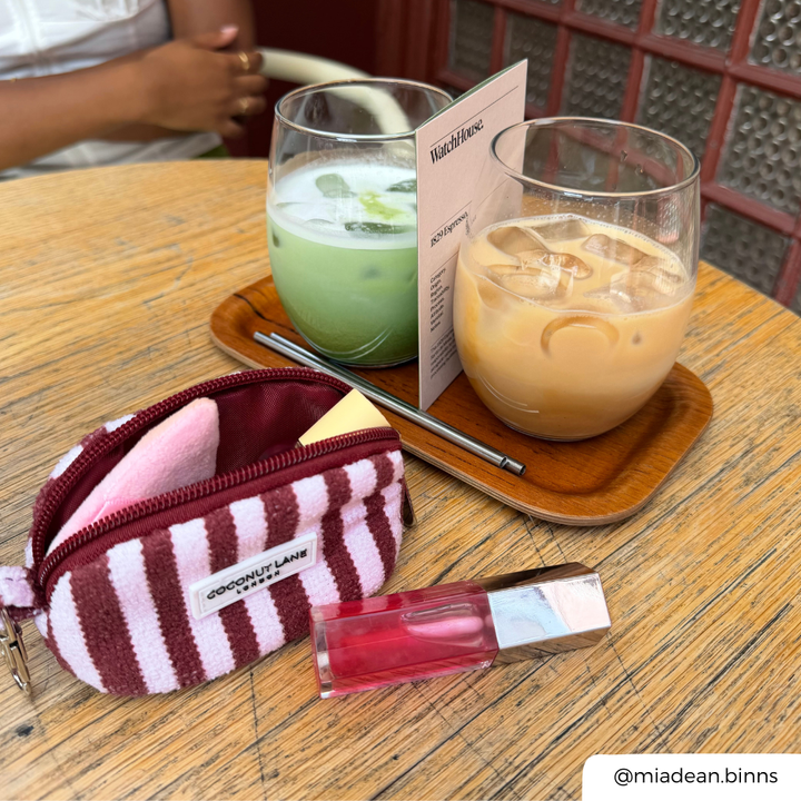 Mini Towel Keyring Bag - Blushberry Scallop Stripes