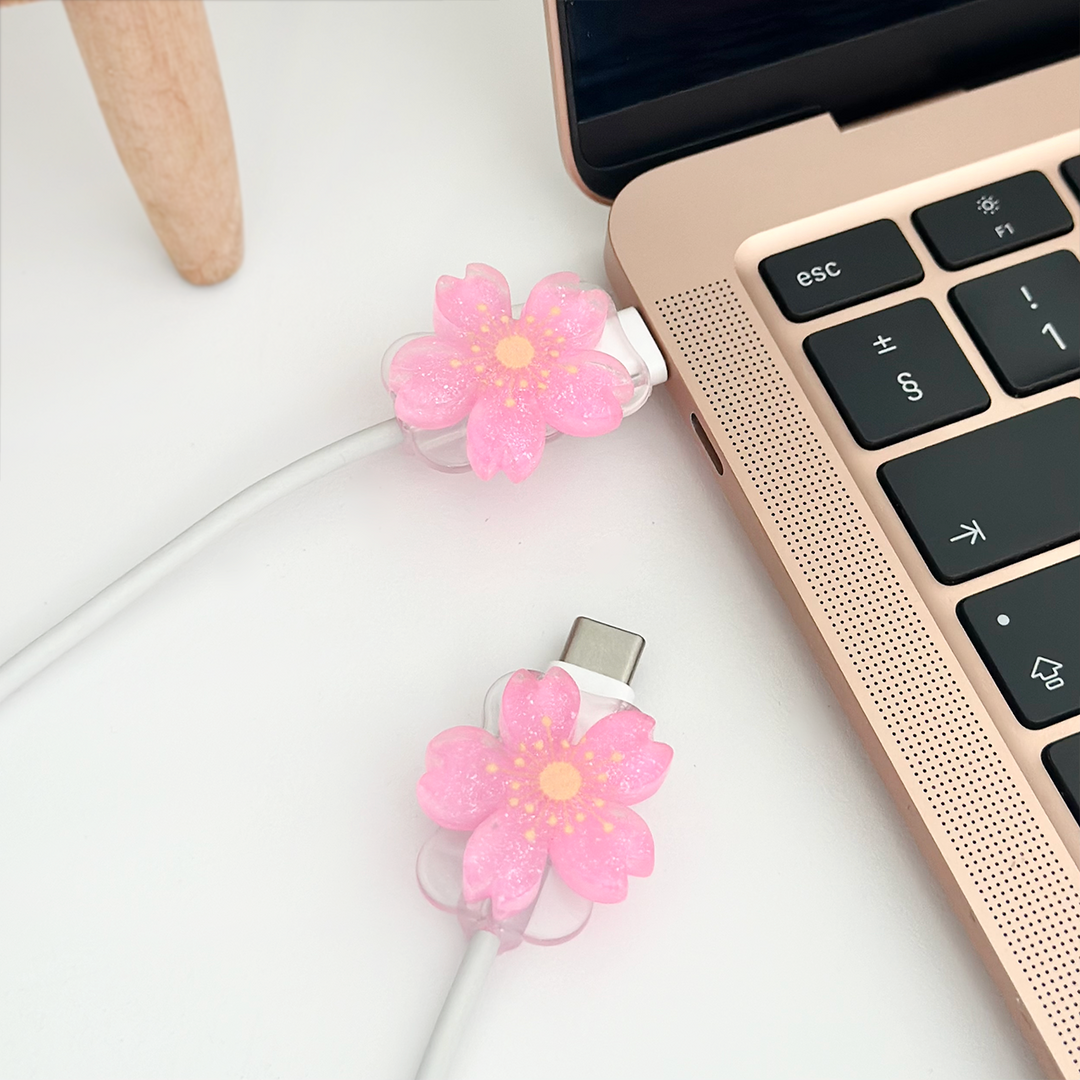 Cable Cover Charm Pack - Bright Pink Flower