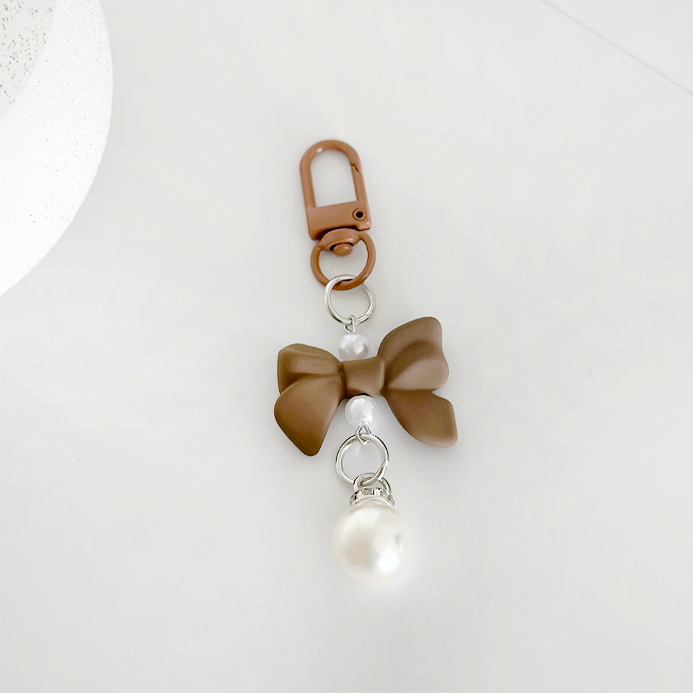 Coquette Bow Keyring - Brown