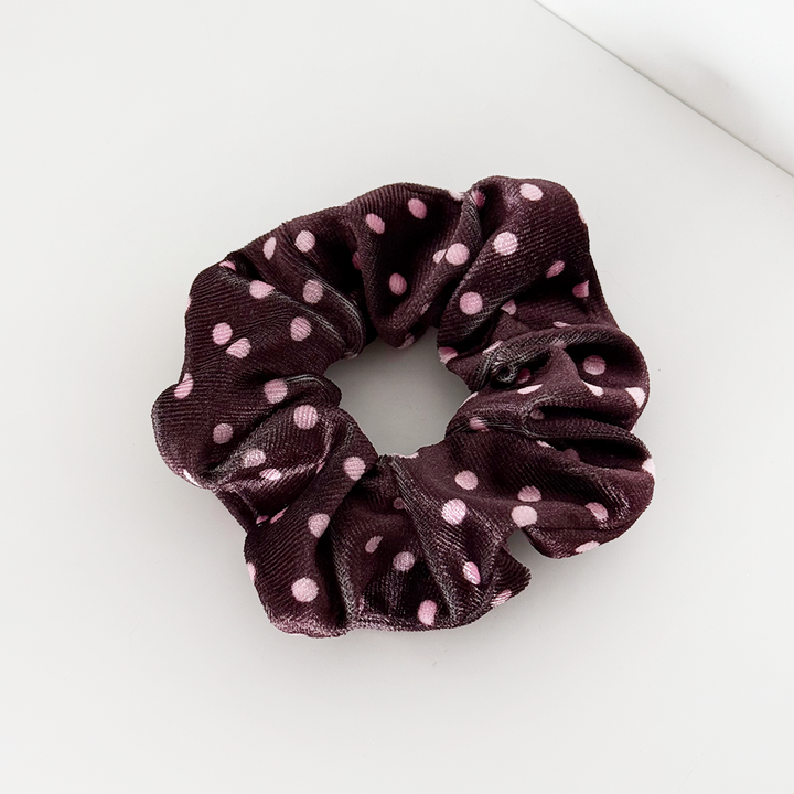Brown Polka Dot Scrunchie
