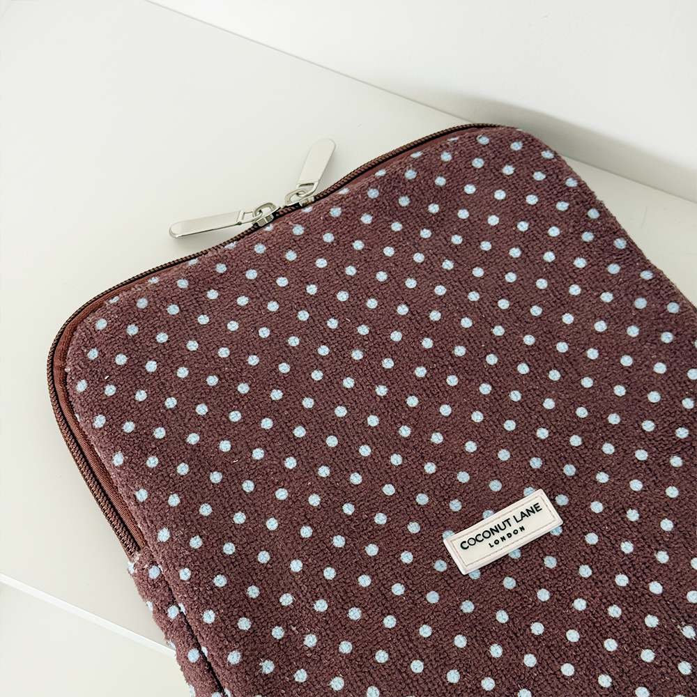 Brown & Blue Polka Dot TOWEL iPad Sleeve