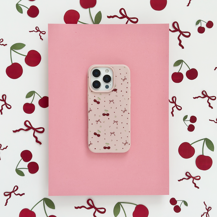 Ditsy Bows & Cherries Phone Case - Pink