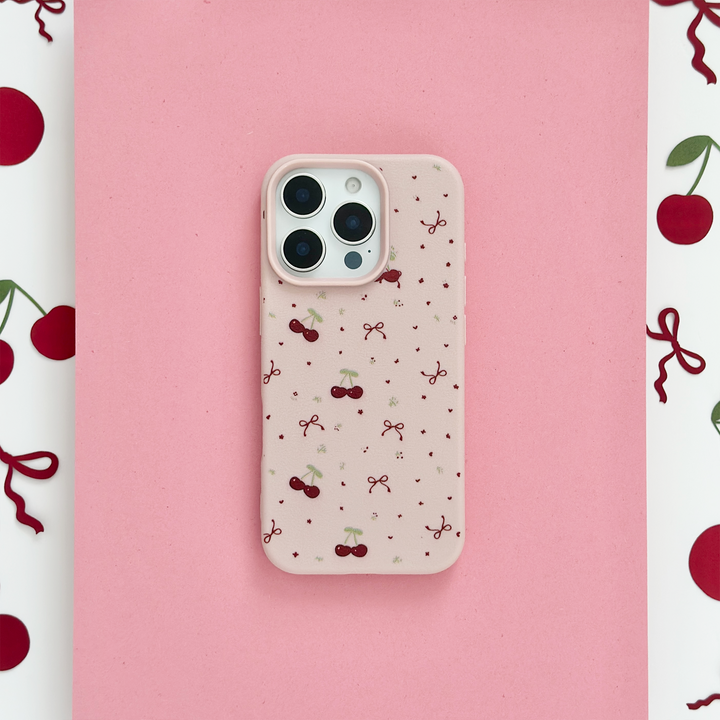 Ditsy Bows & Cherries Phone Case - Pink