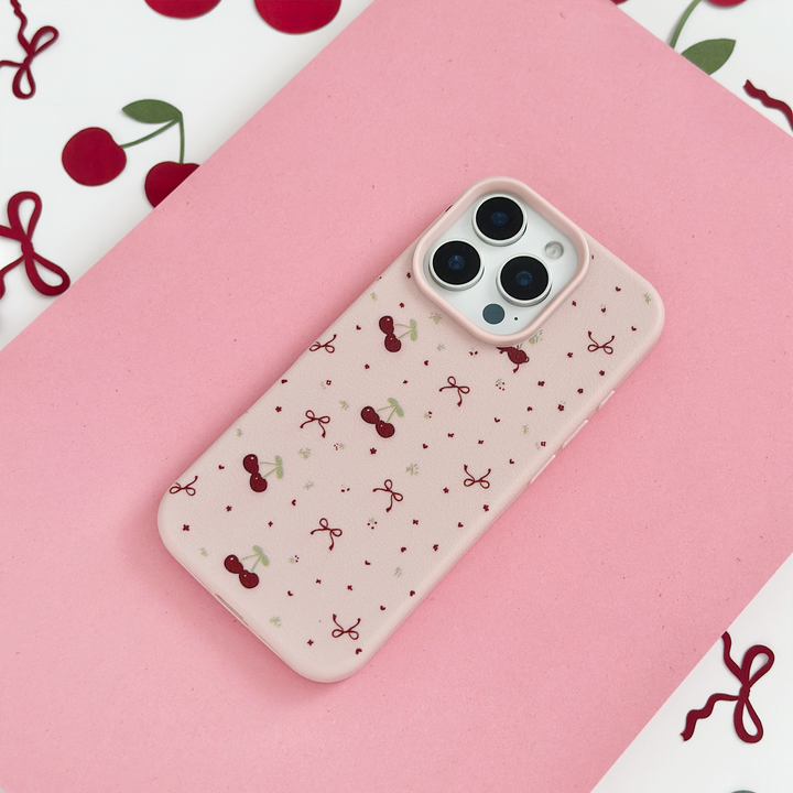 Ditsy Bows & Cherries Phone Case - Pink