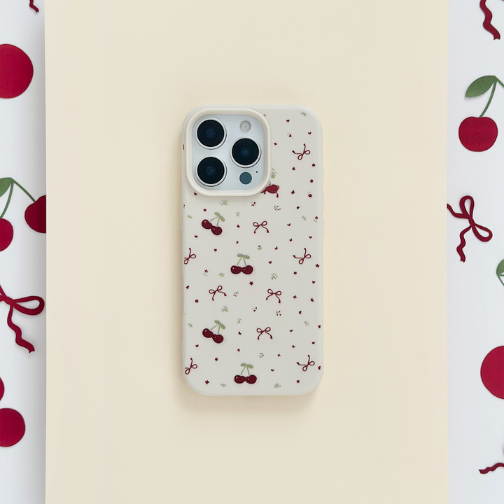 Ditsy Bows & Cherries Phone Case - Soft White