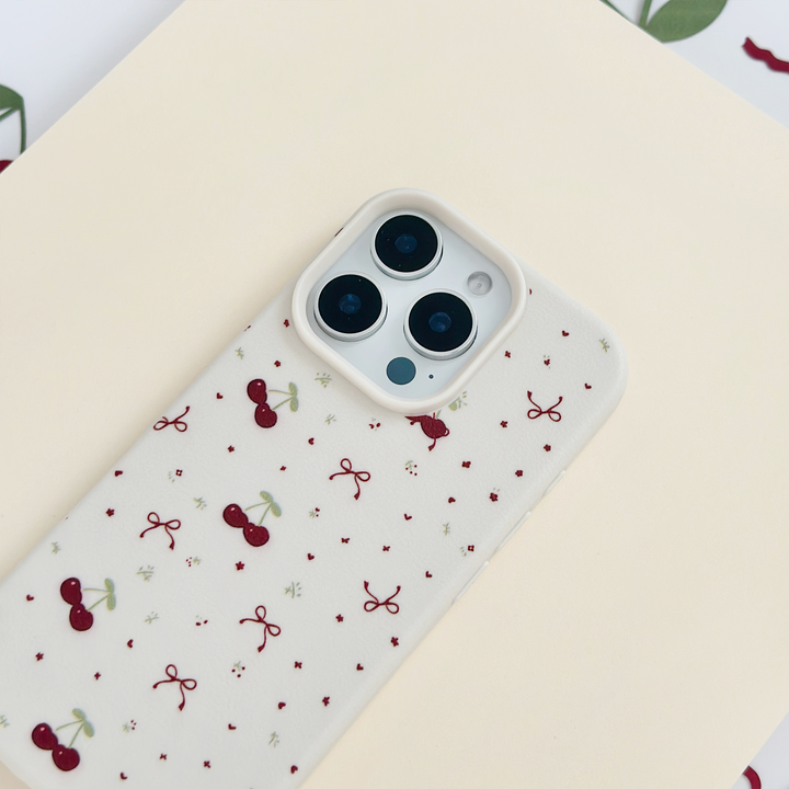 NEW - Ditsy Bows & Cherries Phone Case - Soft White