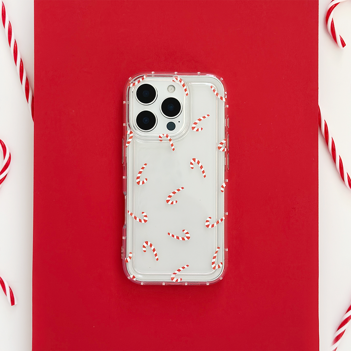 NEW - Clear Phone Case - Candy Canes