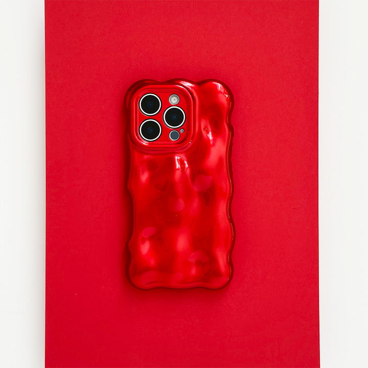 3D Bubble Phone Case - Cherry Red