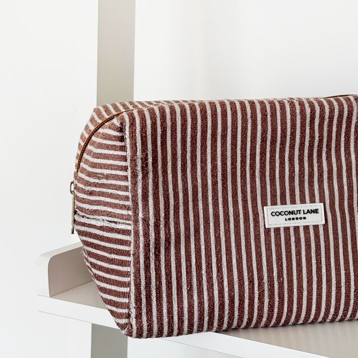 Towel Makeup Bag - Chestnut Stripes
