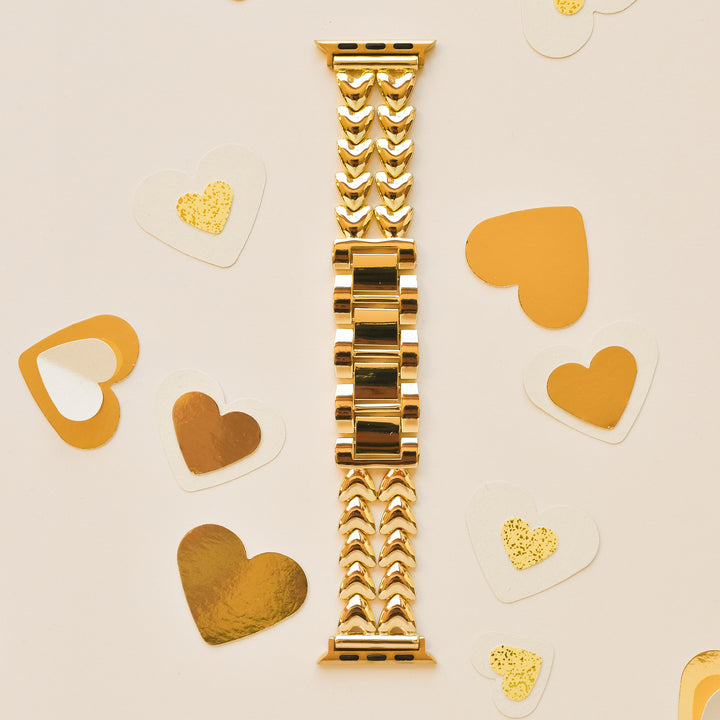 Hearts Chain Apple Watch Strap - Gold