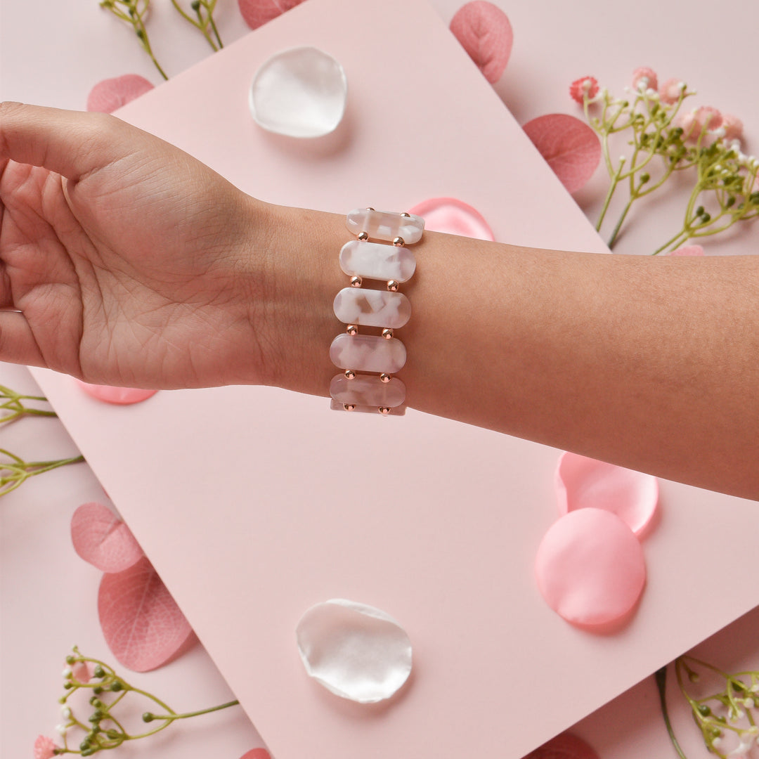 Pink Rose Pearl Beaded Apple Watch Strap