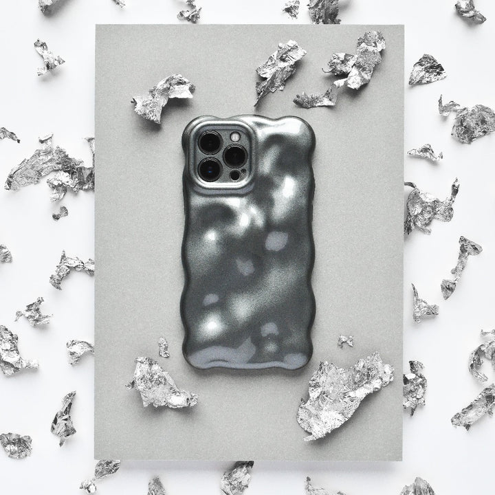 flatlay image of 3D Pearl Phone Case in grey
