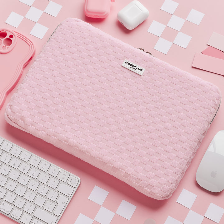 Baby Pink Terry Towel Laptop Sleeve