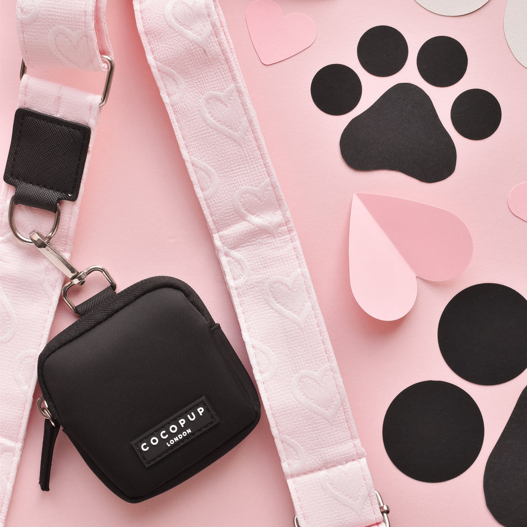 Dog Walking Black Bag Bundle - Baby Pink Heart