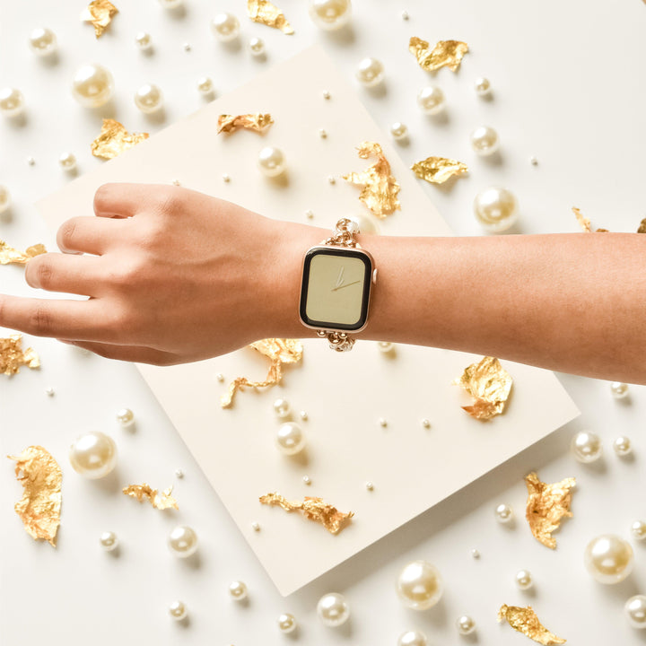 Pearl & Gold Bracelet Apple Watch Strap