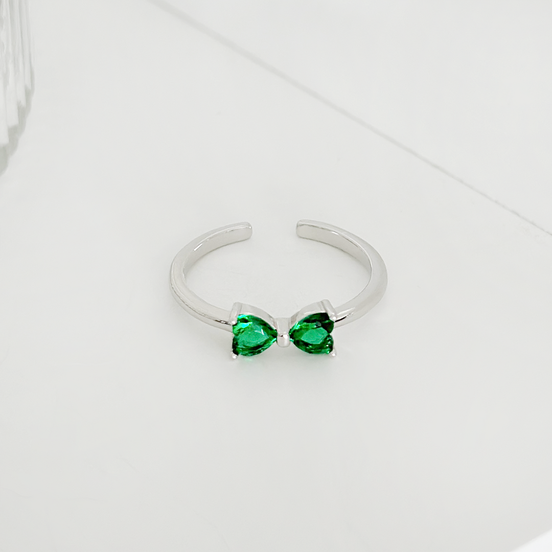 Crystal Bow Ring - Green