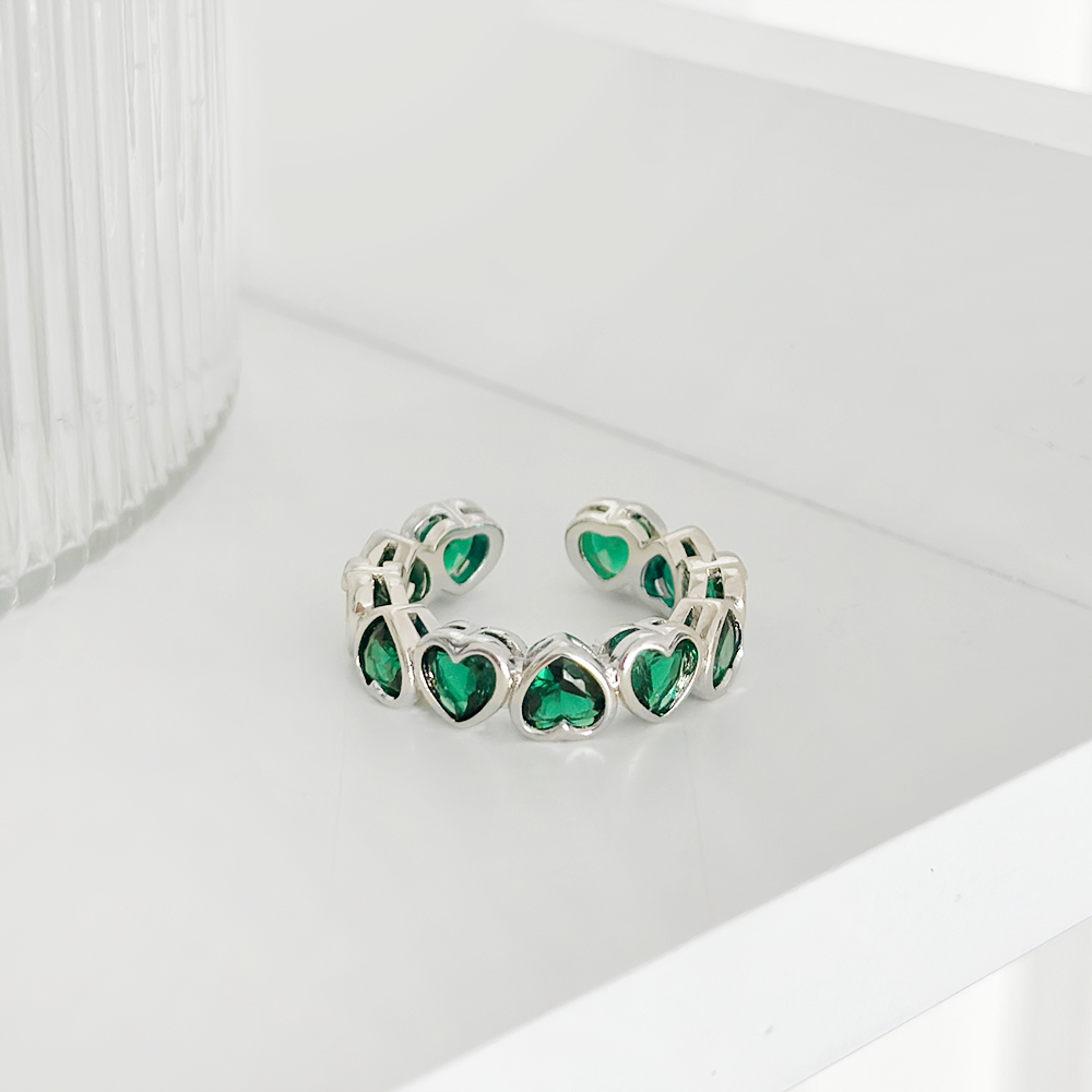 Crystal Heart Ring - Green