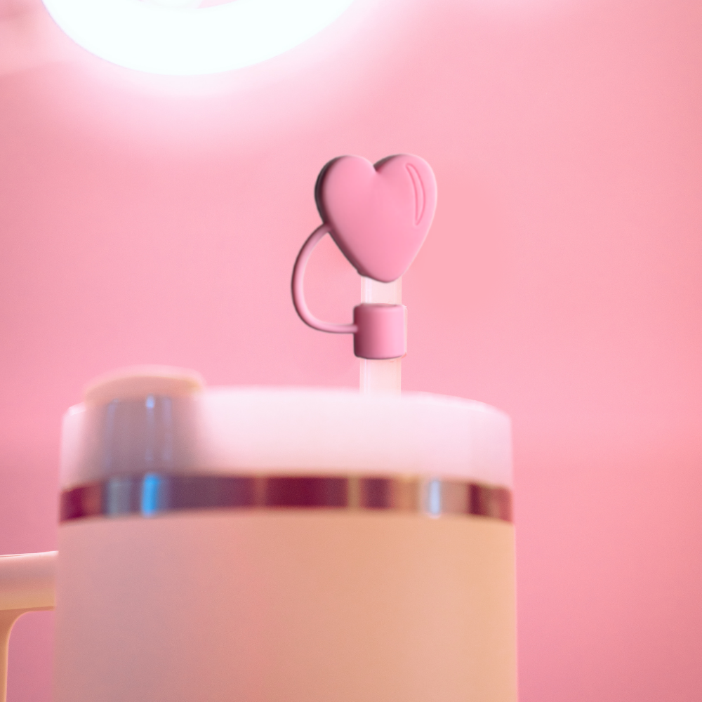 Pink Heart Straw Cover