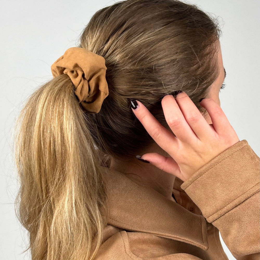 Suedette Scrunchie - Tan