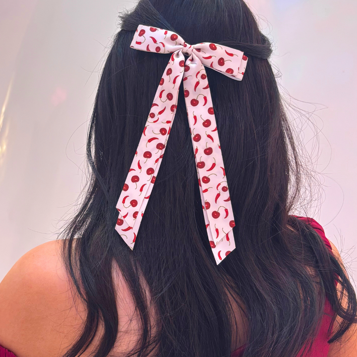 Ribbon Bow Clip - Cherry Spice