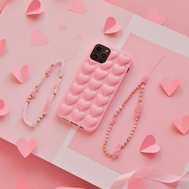 Ultimate iPhone Bundle - 3D Hearts Candyfloss Pink