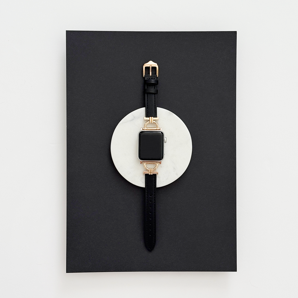 Vegan PU Leather Apple Watch Strap - Kohl Black