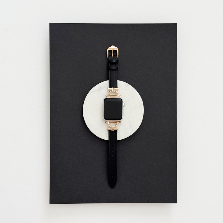 Vegan PU Leather Apple Watch Strap - Kohl Black