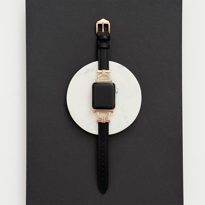 Vegan PU Leather Apple Watch Strap - Kohl Black