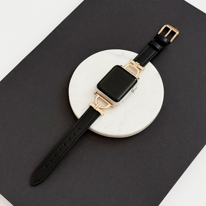 Vegan PU Leather Apple Watch Strap - Kohl Black