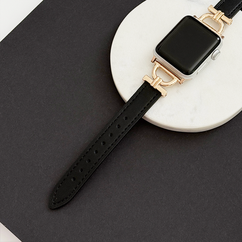 Vegan PU Leather Apple Watch Strap - Kohl Black