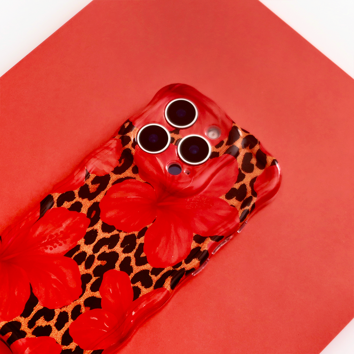 Wavy Phone Case - Leopard Hibiscus