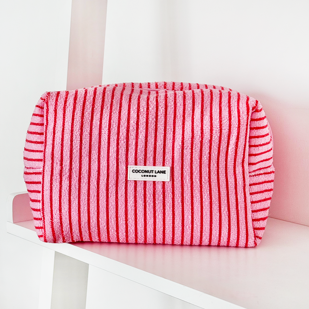 Cherry Stripes Towel Makeup Bag & Scrunchie Set