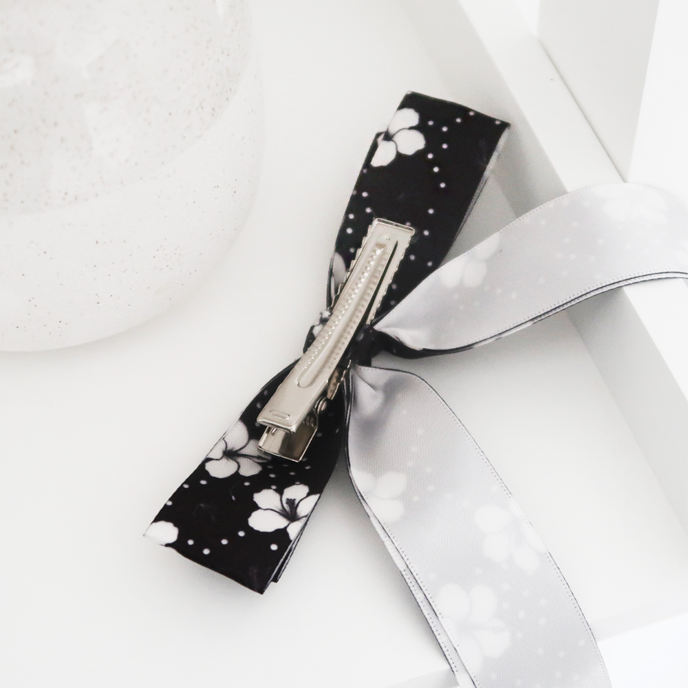 Ribbon Bow Clip - Mono Flora