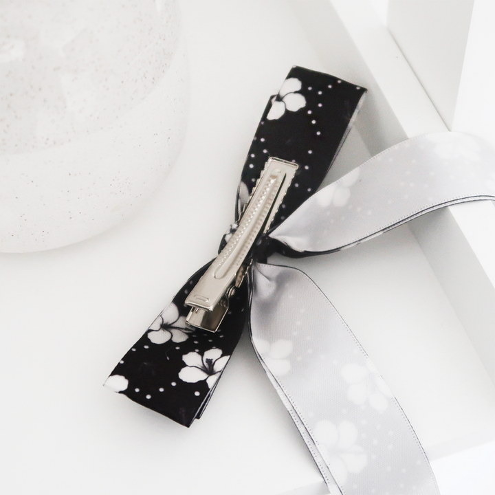 Ribbon Bow Clip - Mono Flora